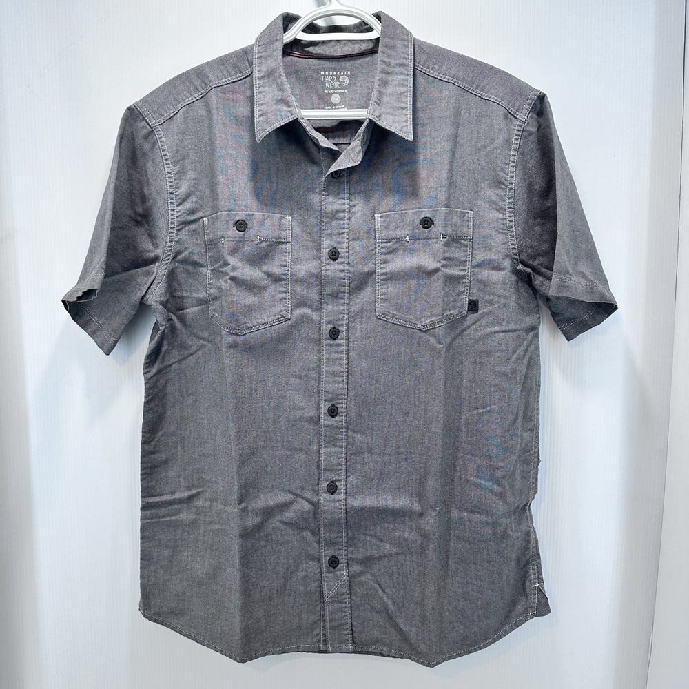 Mountain‎ Hardwear Shirt Mens M Gray Performance Outdoor Workwear Chest Pockets